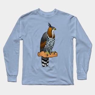 Ornate hawk eagle bird cartoon illustration Long Sleeve T-Shirt